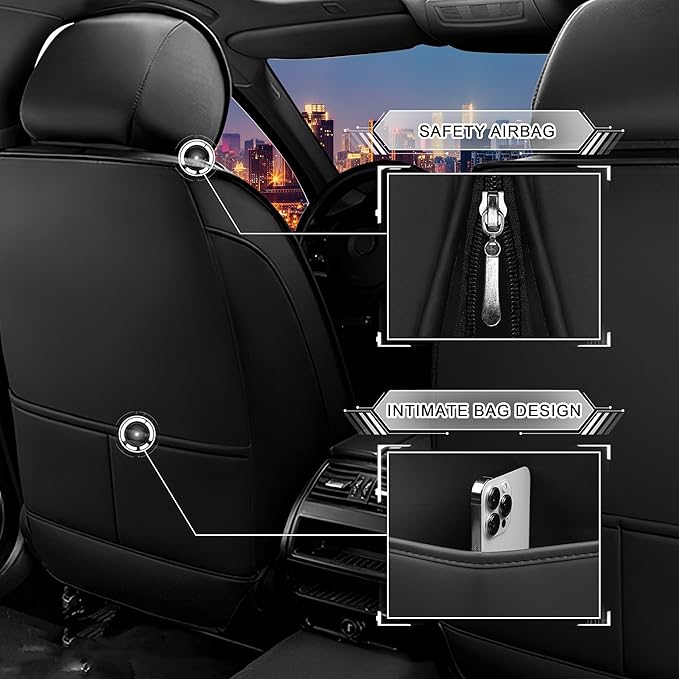 CTDS Car Seat Covers for Honda Civic 2000-2026, Stylish Sport Seat Cover, Premium Nappa Leather Car Seat Cover. Automobile Seat Covers Sets.(Standard 5 Seats/Black White)