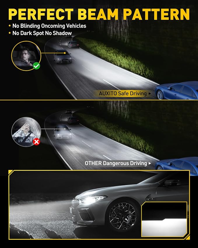 AUXITO D8S LED Light Bulbs - 30000LM 120W 6000K, 600% Brighter, Automotive Fog Light Replacement, 2-Pack