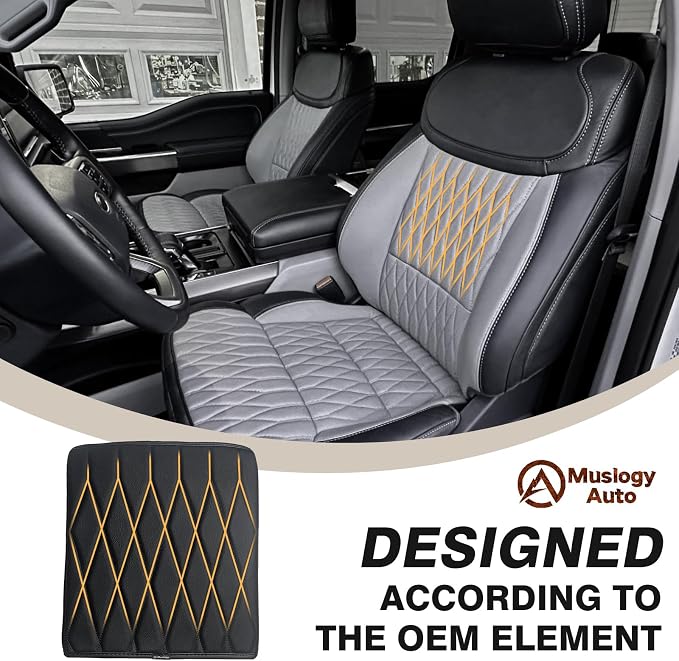 Muslogy Center Console Armrest Cover Fit for Ford F-150 F150 2021-2025 2026 Accessories, Comfort Armrest Pad Console Lid Cushion Vegan Leather Regular Thick(WorkSurface ONLY)