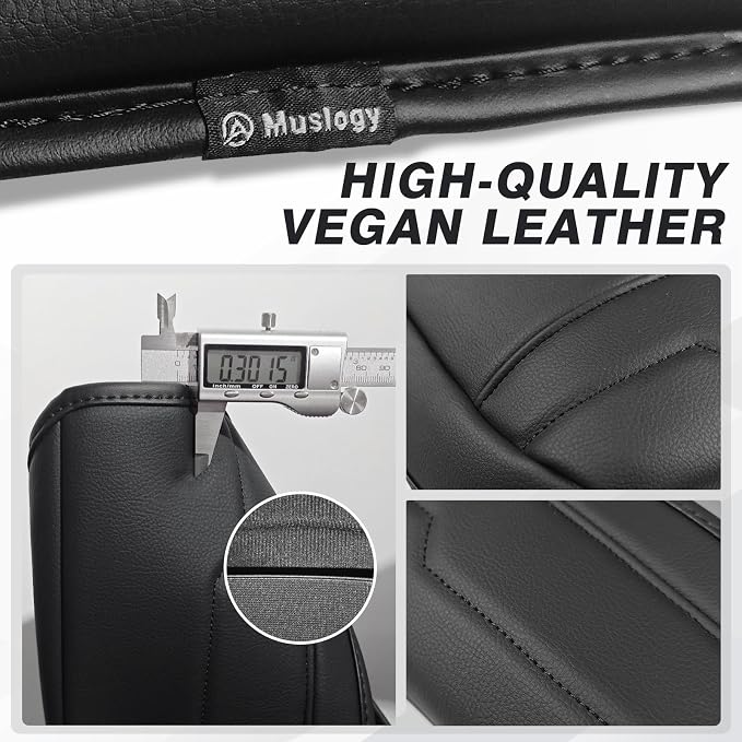 Muslogy Center Console Armrest Cover Fit for Chevy Silverado & GMC Sierra 1500 2500 3500 2022-2026 Accessories, Comfort Armrest Pad Console Lid Cushion Vegan Leather Regular Thick(Bucket Seat ONLY)
