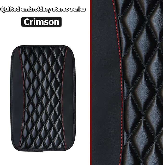 Moly Magnolia Car Center Console Cushion Pad, Universal Leather Waterproof Armrest Seat Box Cover Protector,Comfortable Car Decor Accessories Fit for Most Cars, Vehicles, SUVs (Black)