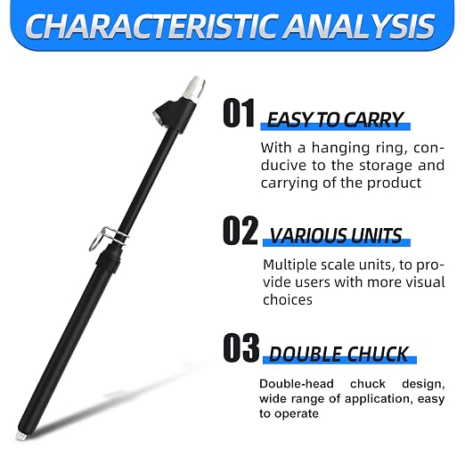MEANLIN MEASURE Black Double Straight Type Tire Pressure Gauge, 10Pcs, 10-150 Psi, Suitable for Trucks, Cars, Motorcycles