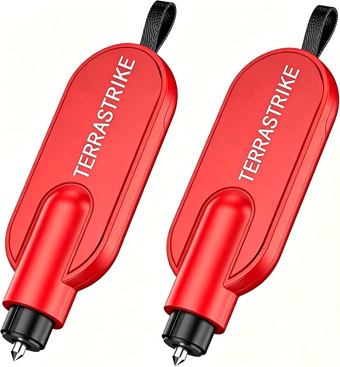 Tool,2026 New Underwater Operable Car Glass Breaker and Concealed Seat Belt Cutting Tool, Auto Crash Survival Safety Device, 2 Pack Car Emergency Accessory (Red)
