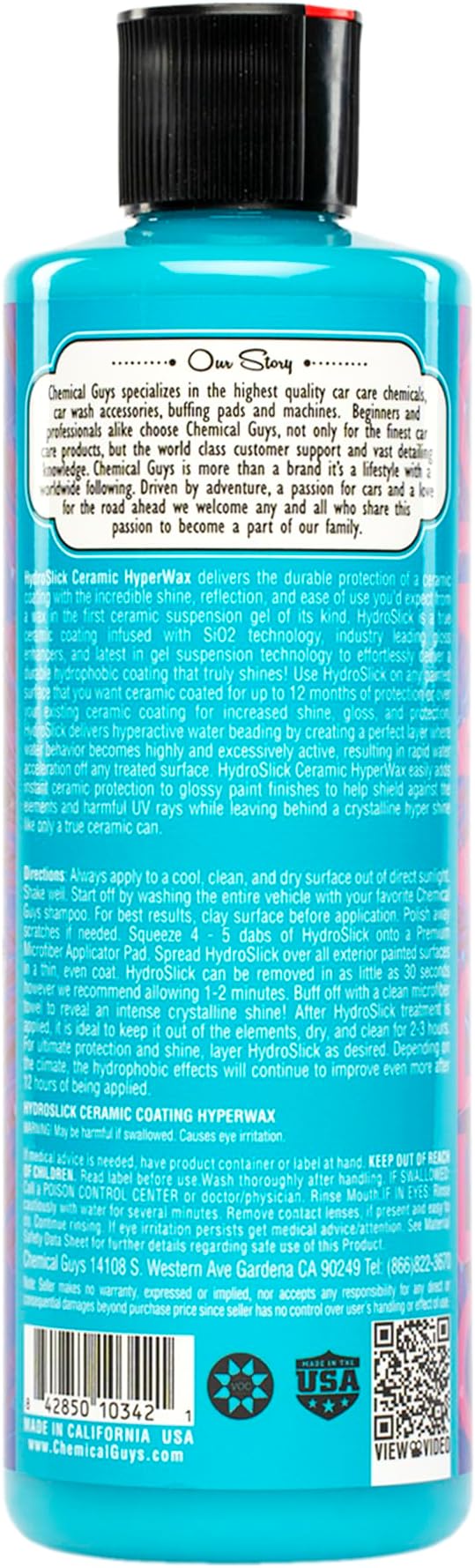 Chemical Guys, HydroSlick Intense Gloss Ceramic Coating HyperWax, 16 oz | Ceramic wax lays down high gloss and a hydrophobic, water-beading layer on paint, glass and trim, easy on and off