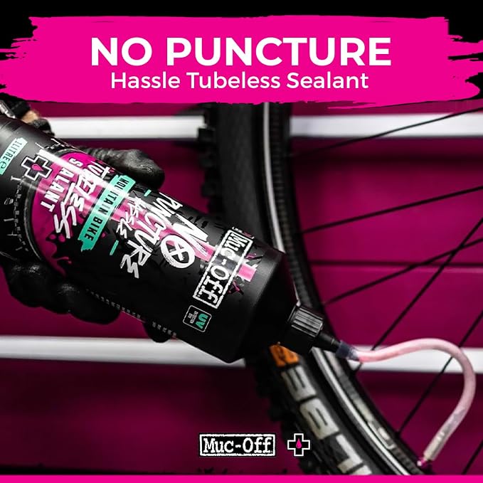 Muc-Off No Puncture Hassle Tubeless Sealant - Advanced Bicycle Tyre Sealant with UV Tracer Dye That Seals Tears and Holes Up to 6mm