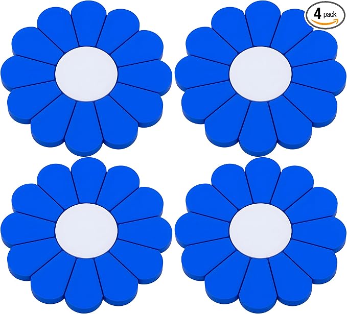 4-Pack Car Cup Holder Coaster Inserts, Daisy Shape, 2.75 Inch Non-Slip Silicone Cup Holder Insert, Universal Non-Slip Cup Holders, Car Accessories Interior for Women and Man (Deep Blue)