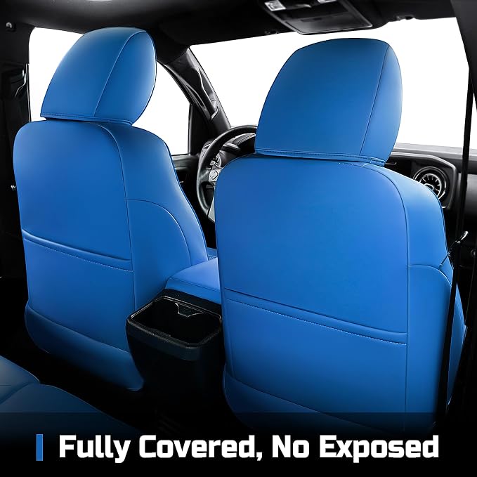 Carlimeki Leather Seat Covers Custom Fit for Tacoma Gen 3rd (2016-2023) | For Double & Crew Cab only - Fits SR, SR5, Limited, TRD Pro, TRD Sport, TRD Off-Road, Trail Special Edition - Fully Covered