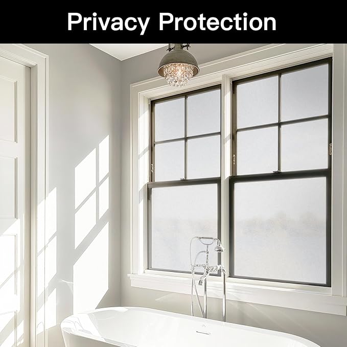Window Film 17.7''x314.9'' Clear Contact Paper Window Privacy Film Frosted Glass Self-Adhesive Paper Removable Protective Film Waterproof Liner Drawer Shelf Kitchen Cabinet Desk Fridge Roll