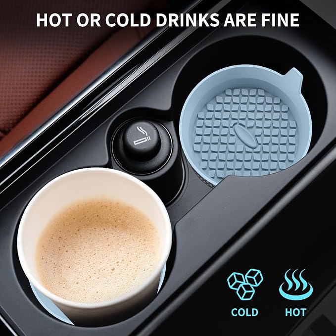 ME.FAN Car Cup Holder Coasters [4 Pack] Silicone Cups Mats, Automotive Universal Non-Slip Recessed Interior Accessories Ether
