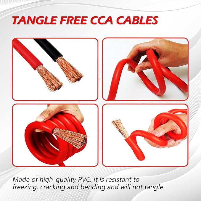 NOONE Heavy Duty Jumper Cables, 2 Gauge 20Feet 800Amp Automotive Booster Cables with Reverse Polarity Protection for Car, SUV and Truck, Jumper Cables Kit with Carry Bag