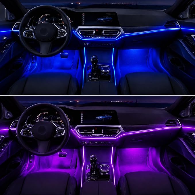 Interior Car LED Strip Lights with APP Control,10 in 1 RGB Multicolor with 315 inches Fiber Optic Ambient Lighting Kits,Car Neon LED Strip Lights with Music Sync Mode