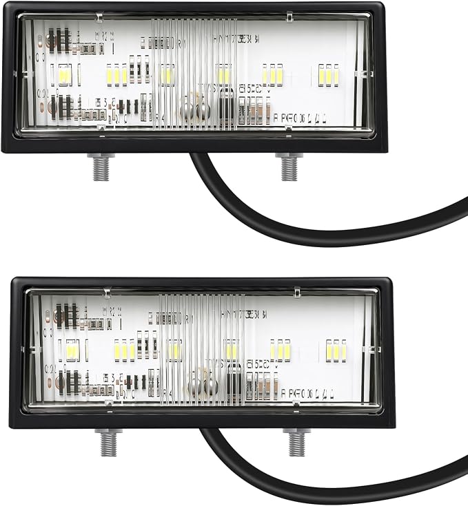 2Pcs LED License Plate Lights, 10V/30V Submersible 6 SMD Car Rear License Plate Lamps for Car, Trailer, Lorry, Caravan, Boat, Vehicle or Truck DOT SAE Compliant, ABS Housing