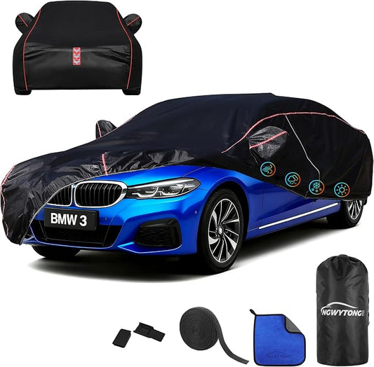 Car Cover Waterproof All Weather 8-Point Fastening for BMW 3 Series 2013-25 | All-Around Wind-Resistant Fastening, 120s Quick Setup, 600D Oxford Fabric, All-Weather Protection