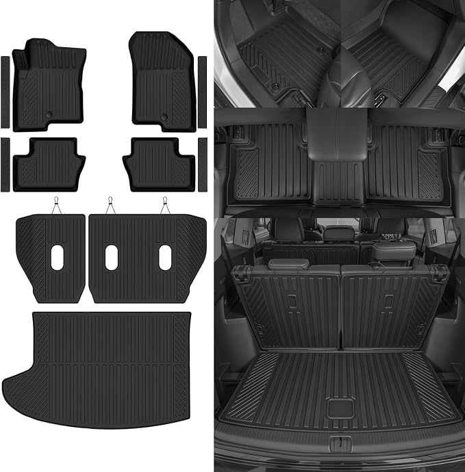 Custom Fit Floor Mats for 2007-2016 Jeep Compass/Patriot 2007-2012 Dodge Caliber, All Weather TPE Floor Liners & Trunk Mat & Backrest Mats & Door Sill Guard, Full Set Interior Accessories