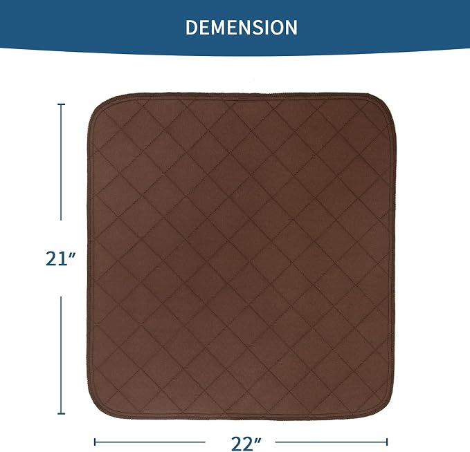 Waterproof Chair Pads for Incontinence 22" x 21", 4 Pack Non Slip Absorbent Wheelchair Reusable Seat Protector, Washable Seat Covers for Chairs, Brown