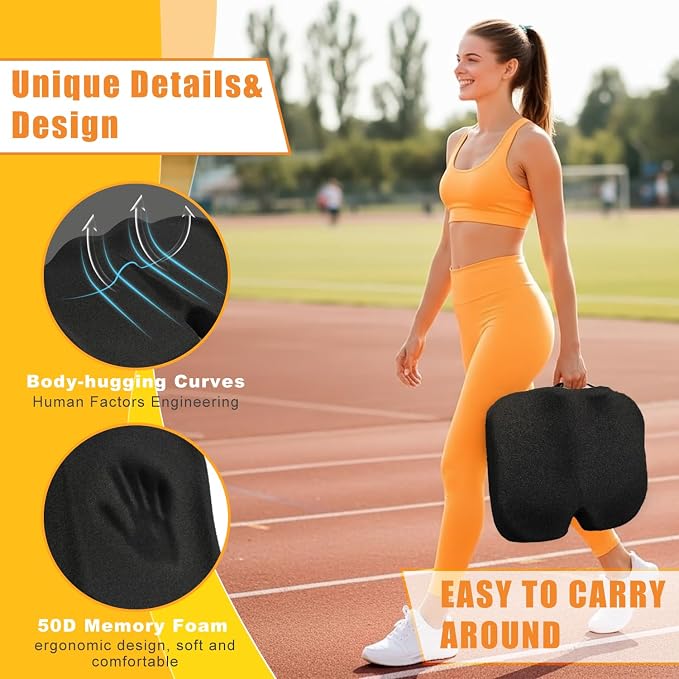 Stadium Seat Cushion - Extra Thick 50D High Density Bleacher Cushion | Premium Cushions with Carry Handle. Non-Slip Design for Stadium Cushions for Bleachers and Outdoor Sports Games 1-Pack.