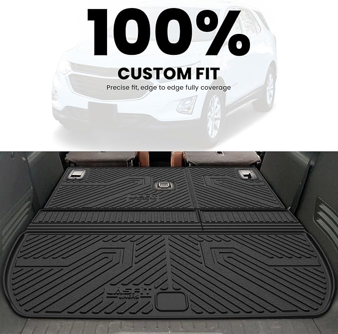 LASFIT Trunk Mat with Backrest Mat for Chevrolet Chevy Traverse 2009-2017/Buick Enclave 2008-2017, All Weather TPE Custom Fit Cargo Mat Trunk Liner with Backrest Mat, Black