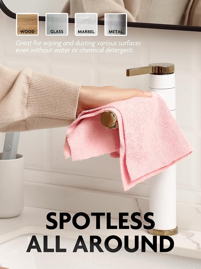 Fantasticlean Microfiber Cleaning Cloth Rolls- 150 Sheets (2 Rolls of Pink) | 12'' by 12'', Super Absorbent, Lint-free, Tear-away Microfiber Towel Roll, for All-Purpose Cleaning
