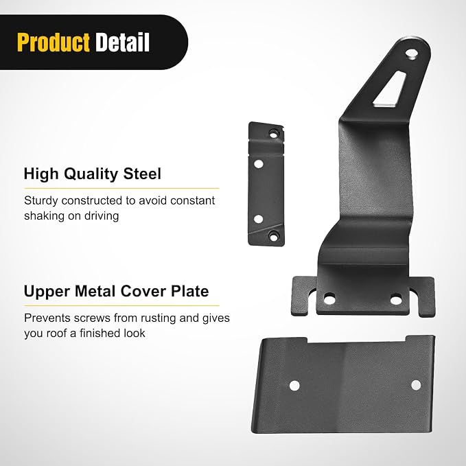 Nilight 2PCS 52” Straight LED Light Bar Mounting Bracket Over-Windshield Mount Kit for 2021 2022 2023 2024 2025 2026 Ford Bronco 2/4 Door (1 Pair, Black)