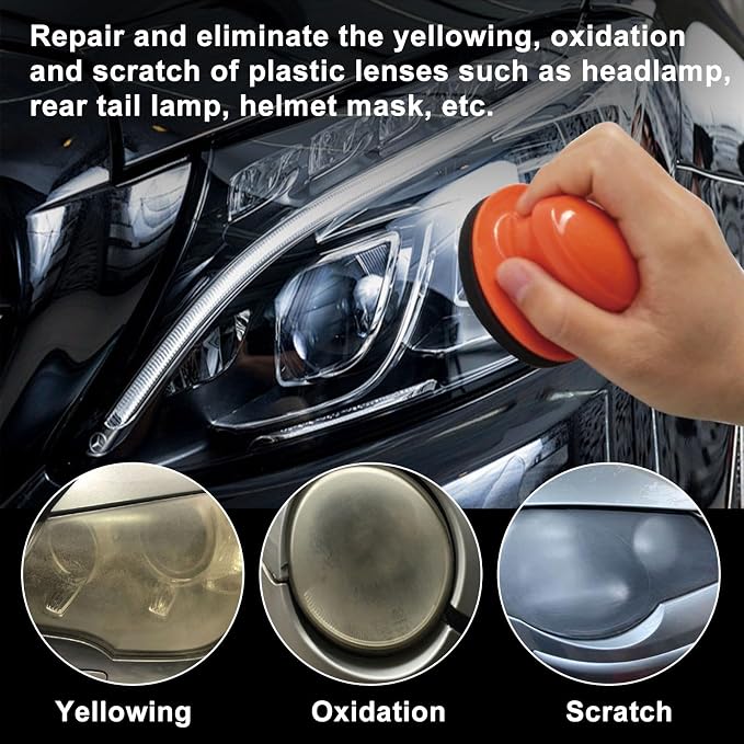 LOCBONDSO Headlight Restoration Kit, Headlight Cleaner and Protective Wipes, 3 Easy Steps Restore Clarity of Yellowed, Hazed, Dull Headlight Lenses