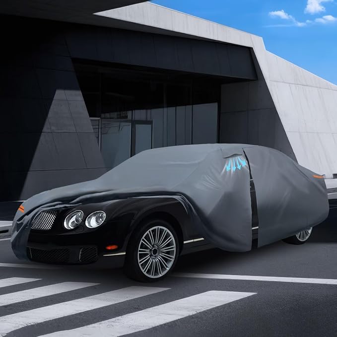 Waterproof Flying Spur(2013-2026) Car Cover with Breathable Vents, [Upgrade] Premium Covers with Cotton Liner and Zipper Door, Sun Rain Snow Dust Uv Protection.(Gift with Towel)