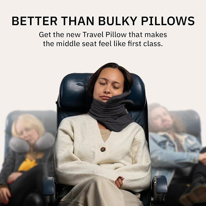 Trtl Pillow - Scientifically Proven Neck Support Travel Pillow for Airplanes - Lightweight and Machine Washable - Ergonomic Design for Traveling on Cars and Trains - Grey