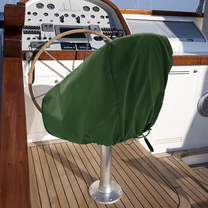 2 Pack Boat Seat Covers Waterproof 900D Heavy Duty Boat Captain Chair Cover | 24W x 22D x 20H inch, Green