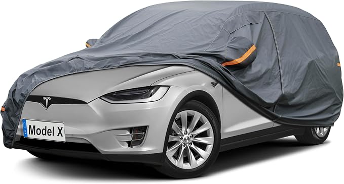 GUNHYI Premium Car Cover Custom Fit Tesla Model X (2015-2026), 16 Layers Heavy Duty Car Cover Waterproof All Weather with Zipper Door for Sun Rain Snow Dust Uv Protection