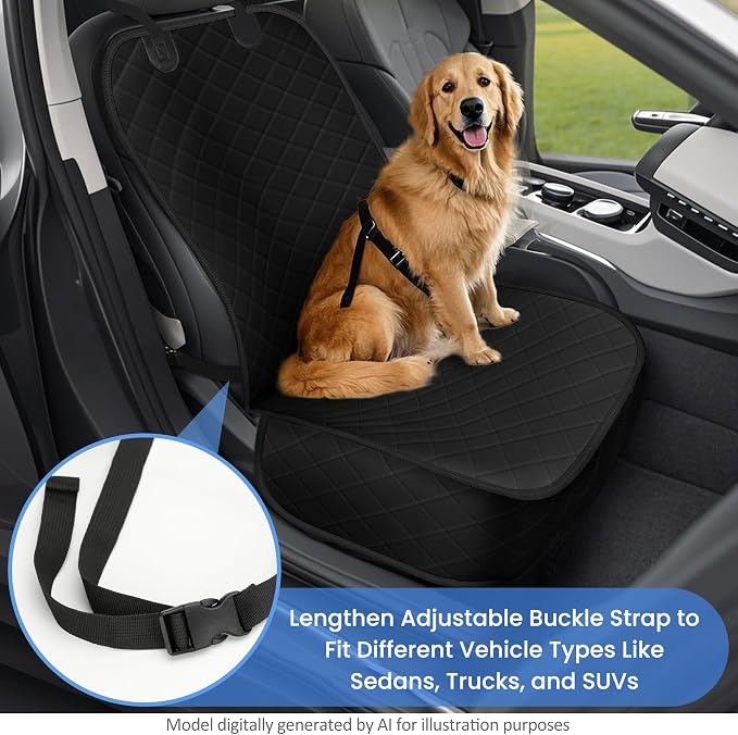 ELONGRIVER Dog Car Seat Covers, Waterproof Front Seat Cover for Dogs, Scratch-Proof, Nonslip Pet Passenger Seat Cover Protector, Universal Fit for Cars Trucks SUVs, Large Size, Black