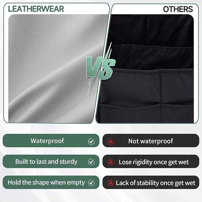 Trunk Organizer for Car with Lid Leather Trunk Organizer Car Organizer | SUV Trunk Organizer with Push-pull Handle Car Trunk Storage Organizer for Minivan, Truck, Sedan (White, 20.47x11.42x12.2in)