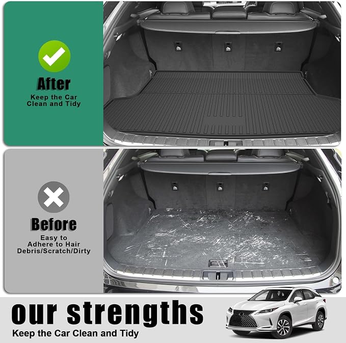 Floor Mats Custom Fit for 2016-2022 Lexus RX 350 RX 450h(Not for RXL) - All-Weather TPE Accessories Full Sets (Floor Mats + Cargo Liner + Backrest Mat)