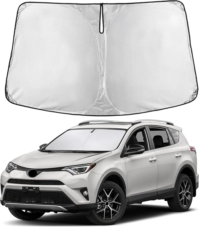 EcoNour Windshield Sunshade Compatible for Toyota RAV4 2013-2016 2017 2018, LE, XLE, Premium, XSE, Limited, SE, TRD Off-Road, Sun Visor for Front Window Sun Shade Cover, Car Accessories
