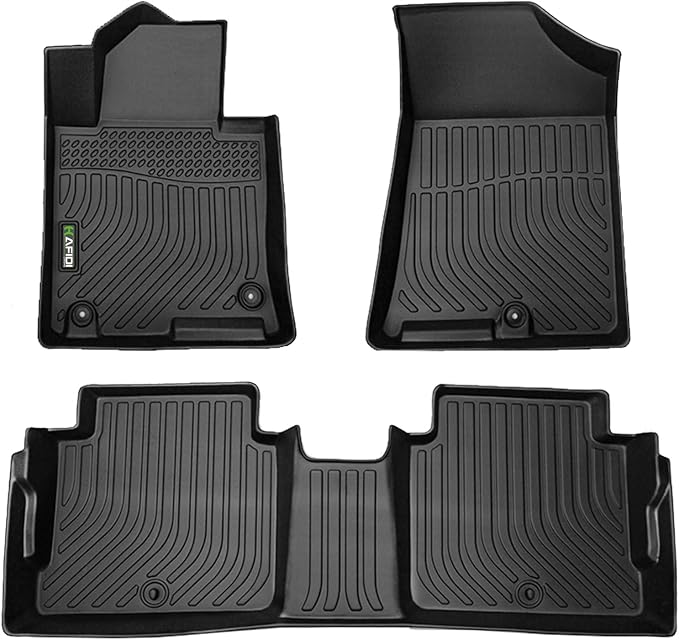 HAFIDI® Floor Mats Fit for Kia Optima 2016-2020 & 2015-2019 Hyundai Sonata（Hybrid） All Weather Protection TPE Anti-Slip Automotive Floor Liners, Fits 1st & 2nd Row Full Set Custom Accessories, Black