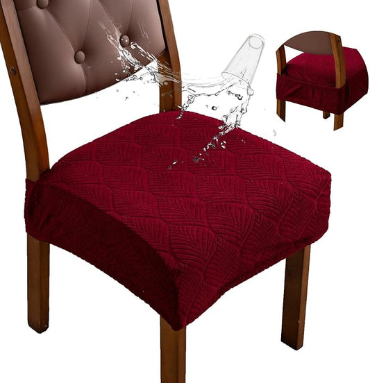 Removable Washable Dining Chair Seat Covers Set of 6,Stretch Jacquard Chair Seat Cushion Protector Slipcovers, Rear Covers