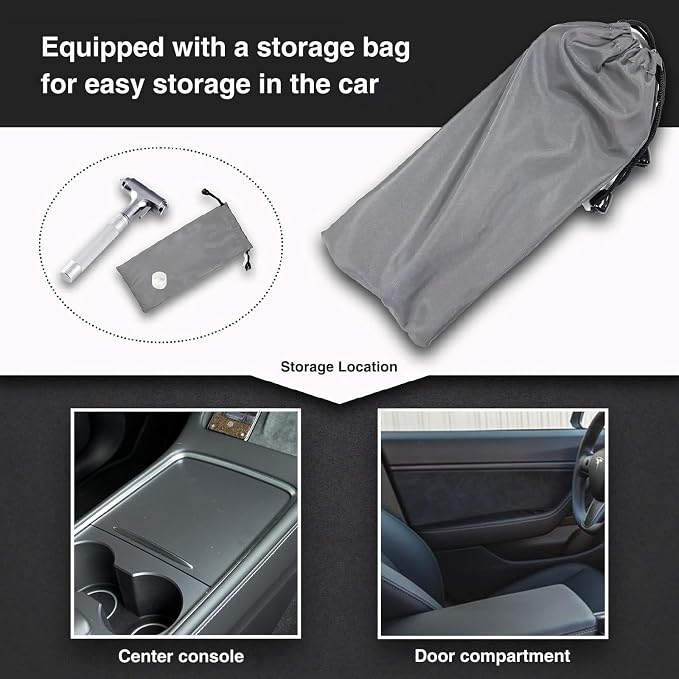 for Tesla Glass Breaker Window Breaker Seatbelt Cutter Safety Hammer Car Window Breaker Tool Seatbelt Cutter Emergency Rescue Tools Metal Window Hammer Model Y/3/X/S Car Accessories