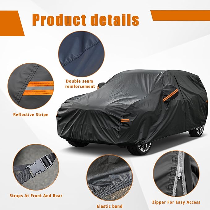 Kayme 7 Layers SUV Car Cover Custom Fit for Subaru Outback (1994-2025) Waterproof All Weather for Automobiles, Outdoor Full Cover Rain Sun UV Protection.Black