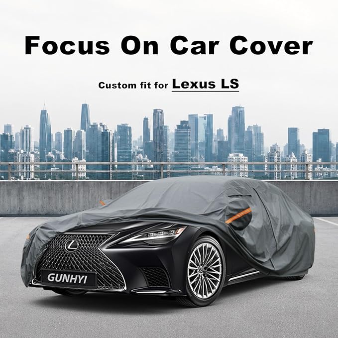 GUNHYI Premium Car Cover Custom Fit Lexus LS, 16 Layers Heavy Duty Car Cover Waterproof All Weather with Zipper Door for Sun Rain Snow Dust Uv Protection