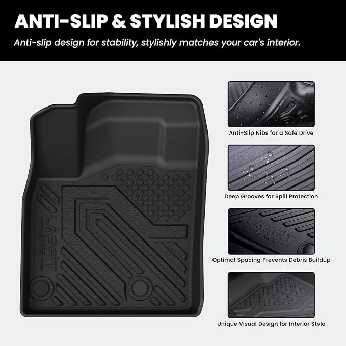 LASFIT Floor Mats & Backrest Mats & Cargo Mat for Nissan Rogue 2026 2025 2024 2023 2022 2021 (Not Fit Rogue Sport), All Weather TPE Custom Fit Floor Liners Car Mats Accessories, Black