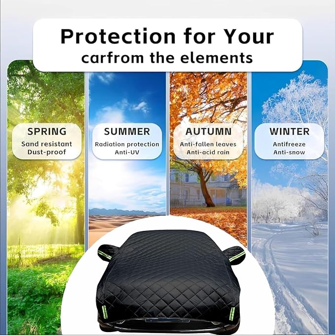 Hail Protector Car Cover Custom Fit for SUV Jeep-Length (181 to 205In),5-Layer Anti-Hail Thickened Car Covers Waterproof All-Weather UV/Wind/Snow Outdoor Protection with Reflective Strip,Black