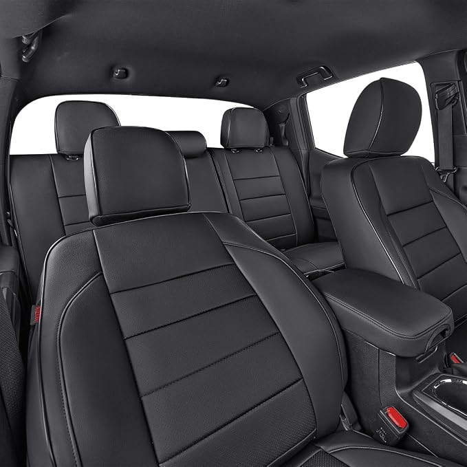 EKR Custom Fit Tacoma Car Seat Covers for Toyota Tacoma 2016 2017 2018 2019 2020 2021 2022 2023 Access Cab -Full Set,Faux Leather(Black)