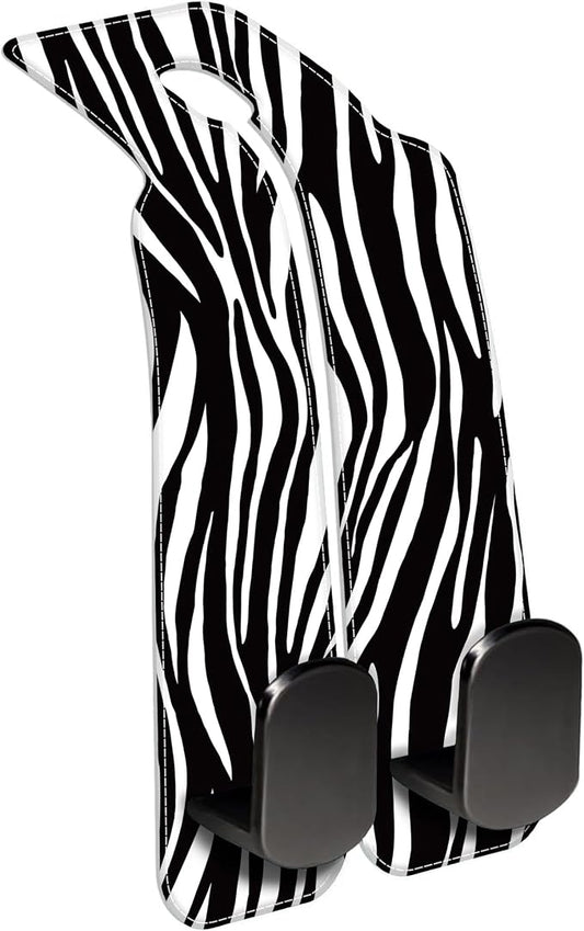 Purse Hook for Car Abstract Black Zebra 1 Pack Headrest Back Seat Hook Premium Leather Double Metal Hanger Storage Pack Bag Purse Holder Car Interior Accessories