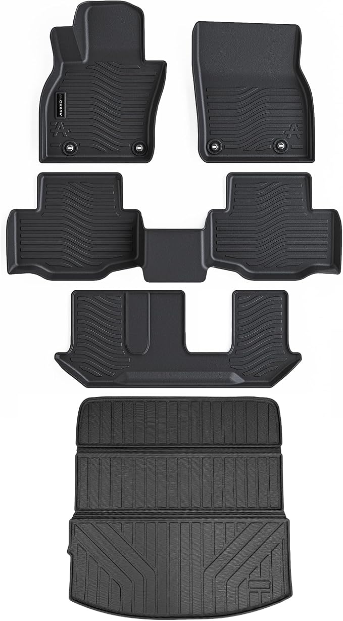 Auxko All Weather Floor Mats Cargo Mat Back Seat Mat Fit for Mazda CX90 8 Seat 2026 2025 2024 TPE Floor Liner Trunk Mat CX90 Accessories All Season Odorless Anti-Slip Black