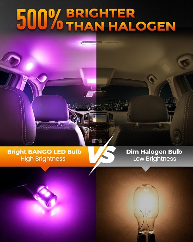 BANGO 24 Pieces Car LED Interior Light Bulbs, Non-Polarity Design with Removal Tool, Suitable for Car Dome Map Door Trunk License Plate Lights, Etc. (Purple)