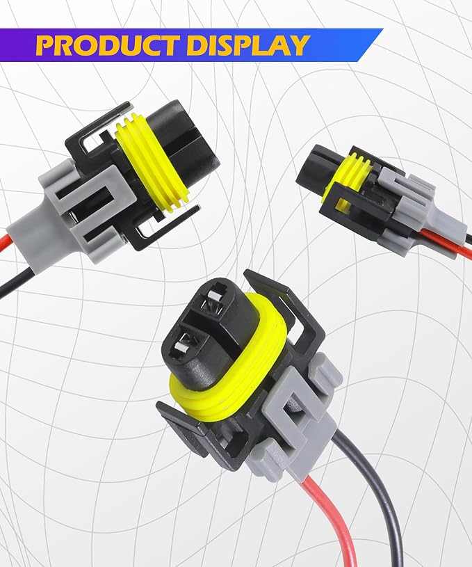 SCUARI Car Fog Light Wiring Harness Kit,Car Accessories,H8/ H9/ H11 Fog Light Harness Connector,Waterproof Pigtail Adapter Plug,Used to Stabilize The Headlight to Turn Fog Lights (2PCS)