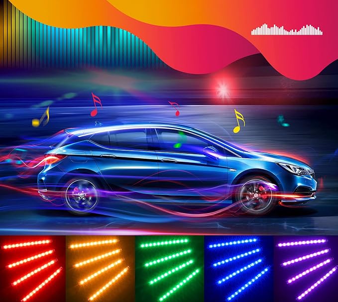 Govee Car LED Lights, RGB Smart Car Interior Lights, App Control | DIY Mode and Music Mode, 2 Lines Design LED Lights for Cars with Car Charger, 12V