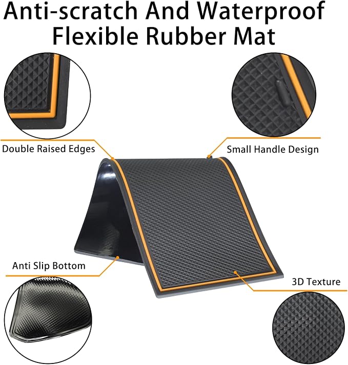Center Console Liner Fit for Ford Maverick Accessories 2022-2024 2025 Cup Holder Insert Door Slot Coaster Interior Pocket Anti Dust Mat, Not for 2025 Model with Wireless Charger, 21pcs (Orange)