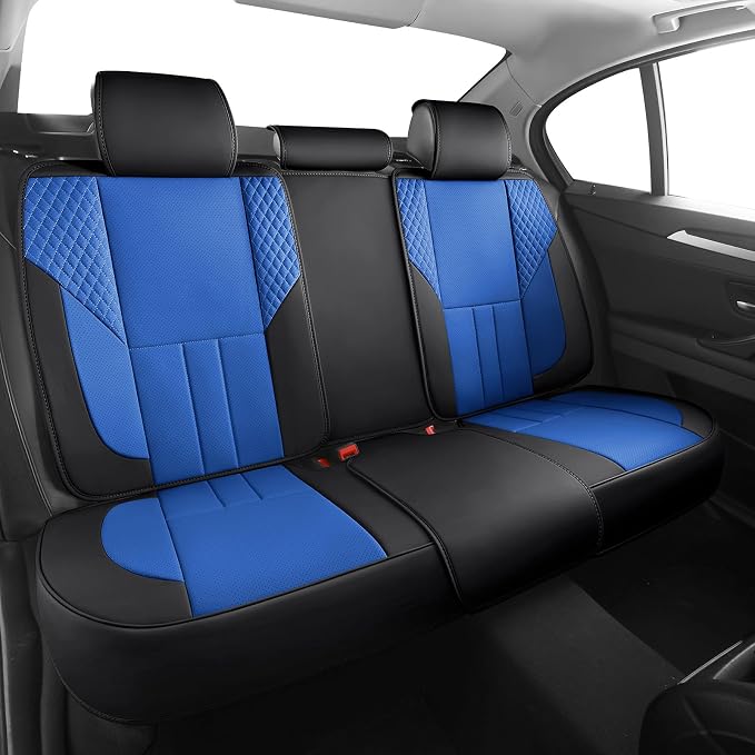 Universal Car Seat Covers for SUVs Sedans Trucks BlackBlue | universal fit, faux leather, waterproof, breathable, stain/scratch resistant, airbag compatible, anti-slip, easy install
