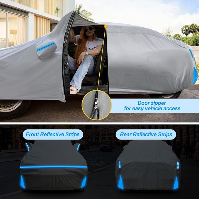 Car Cover for 2013-2026 Mercedes-Benz CLA 180 200 220 250 AMG 35 45/CLA-Class, Waterproof Custom-fit Sun Rain UV Dust Snow Protection Outdoor CLA Full Car Cover with Door Zipper and Cotton Lining-Gray