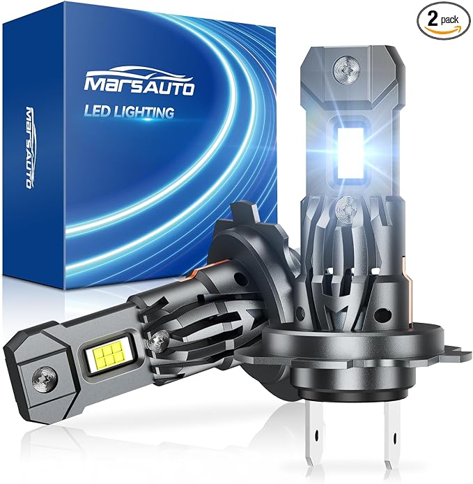 Marsauto H7 Light Bulbs, 30000LM 800% Brighter Bulbs, Real Mini Size 6000K Cool White IP68 Waterproof, Plug and Play