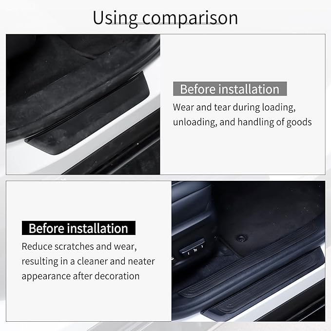 SINGARO Car Door Threshold Protection, 4PCS Door Edge Step Dust Shield Cover, Door Width 19.8x1.57inch Car/SUV Universal Rubber Scratch Resistant Exterior Accessories (Black)